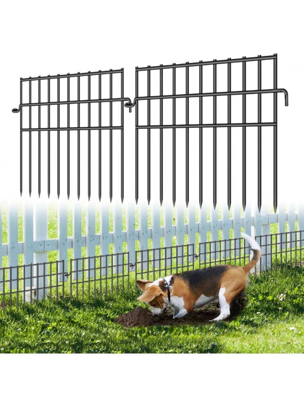 37ft Garden Animal Barrier Fence - 26 Pack No Dig Dog & Rabbit Border, Rustproof